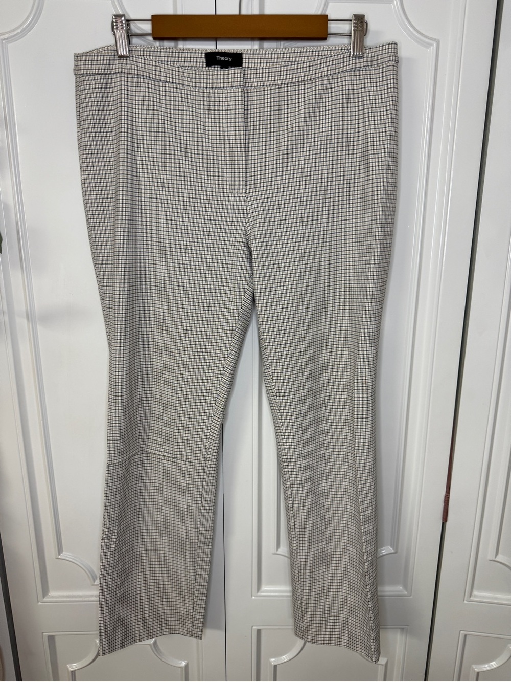 Theory Black and White Micro-Check Classic Skinny Dress Pants Size 10